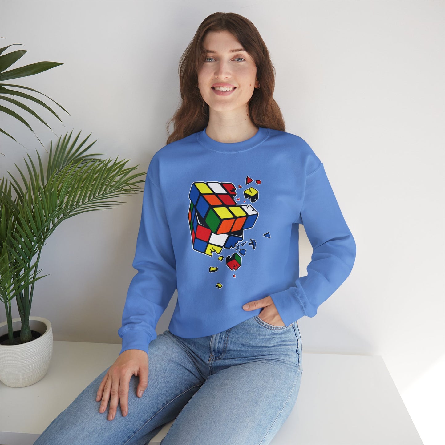 Cracked Rubik's Cube Unisex Heavy Blend™ Crewneck Sweatshirt