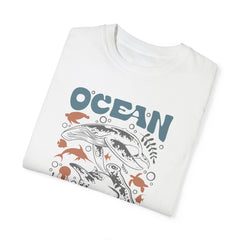 Whales and Dolphins, Ocean Vibes -  Graphic Unisex Garment-Dyed T-shirt