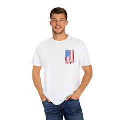 Patriotic Car Graphic Unisex T-Shirt - Vintage American Flag Design