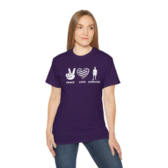 PEACE LOVE AMPUTEE - Unisex Ultra Cotton Tee | Amputee, Leg Amputee, Limb Awareness, Prosthetic, Motivational Tee,