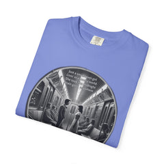 Don;t Stop Believing Subway Reflection T-Shirt — Vintage Black & White Urban Photo Tee