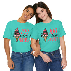100 Days of School Unisex Tee | Elementary School, Ice Cream, Teacher Apparel