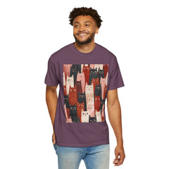 Cute Cat Print Unisex Garment-Dyed T-Shirt - Comfort Colors Soft Perfect for Animal Lovers and Casual Days