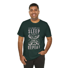 Hair Enthusiast Tee, Eat Sleep Hair Repeat Shirt, Funny Barber Gift, Unisex Jersey Tee, Casual Everyday Apparel, Salon Worker Top