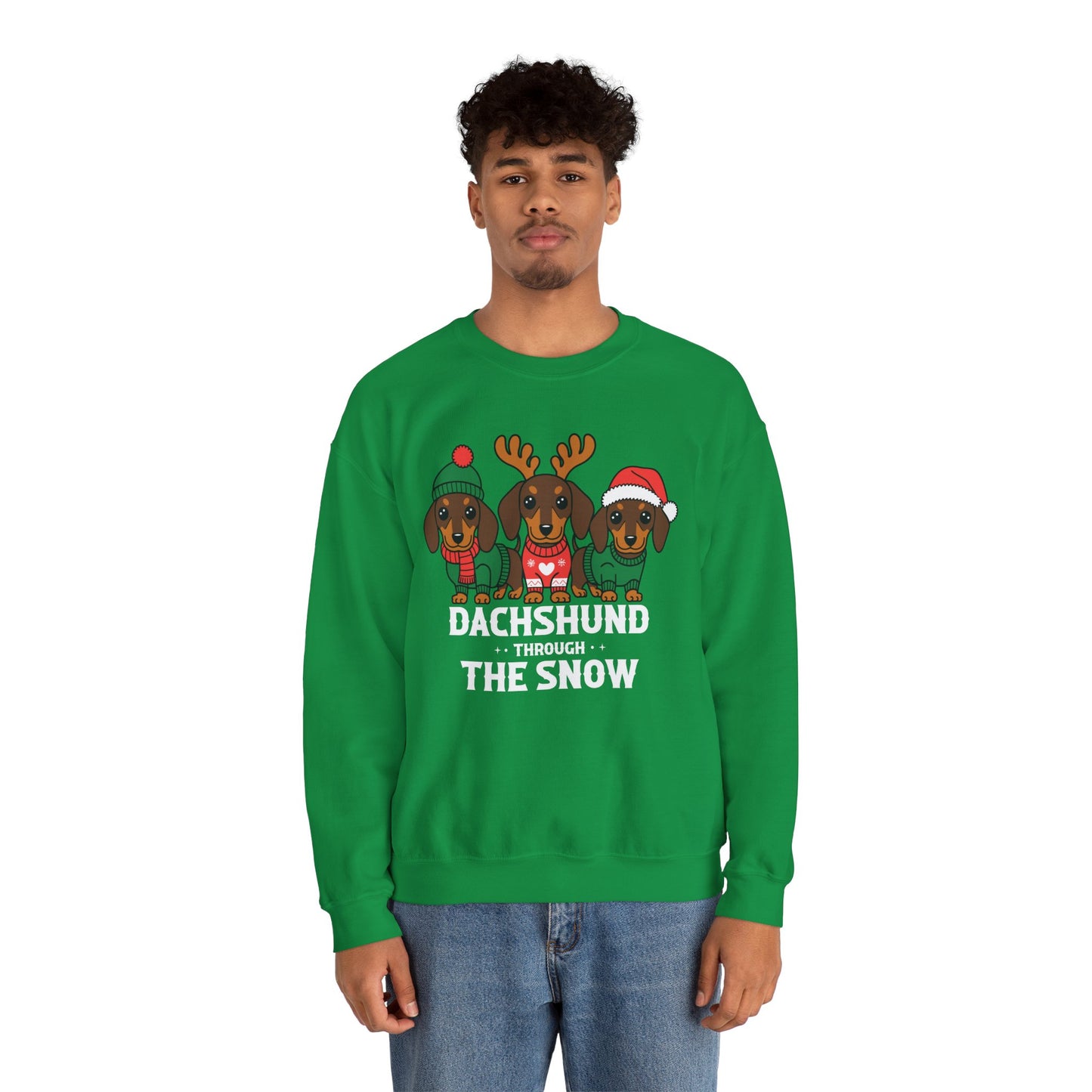 Dachshund Through The Snow - Unisex Heavy Blend™ Crewneck Sweatshirt