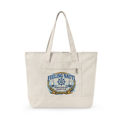 Feeling Nauti Canvas Tote — Hempstead Bay Sailing Club Nautical Zippered Beach Bag for Sailing Lovers