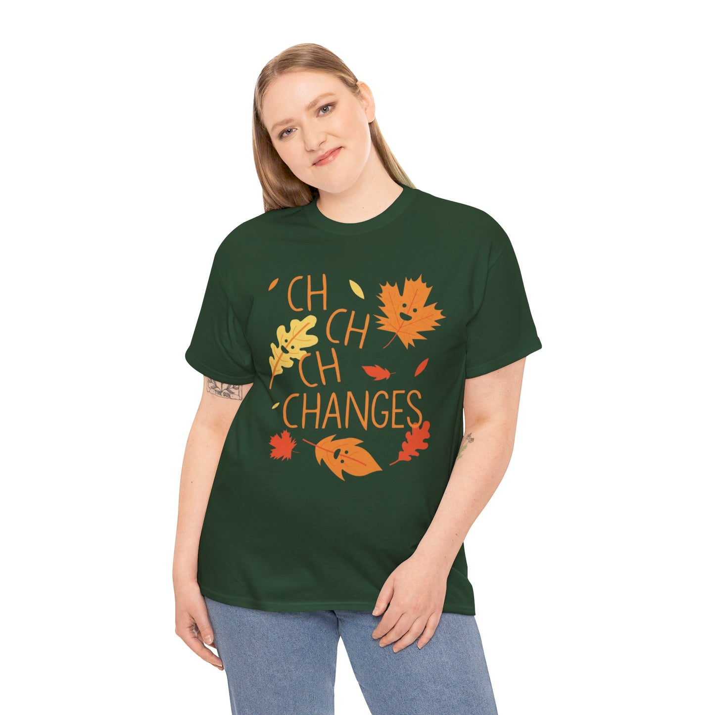 Changes Fall Leaves Graphic - Unisex Heavy Cotton Tee