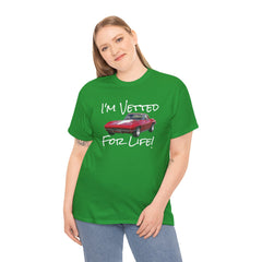 Red Corvette Summer Unisex Tee - I'm Vetted For Life Front and Back Image T Shirt