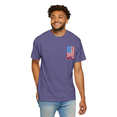 Patriotic Car Graphic Unisex T-Shirt - Vintage American Flag Design
