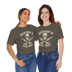 Fitness Tee | Leg Amputee Funny Skull, Everyday Leg Day Gym Shirt, Workout Top