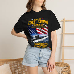 USS Henry L. Stimson SSBN-655 Submarine T-Shirt – 'The Price of Freedom Is Eternal Vigilance' Navy Tribute
