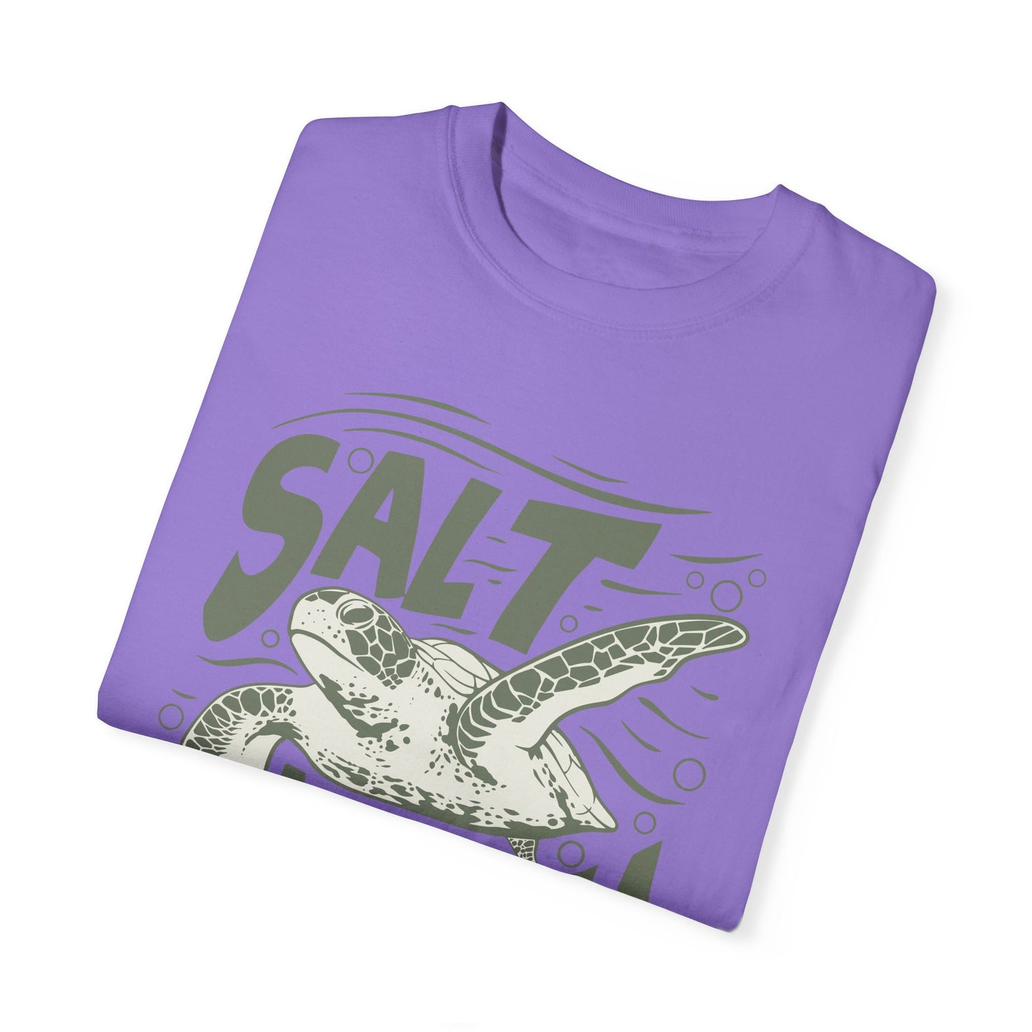 Sea Turtle, Salt And Sea -  Graphic Unisex Garment-Dyed T-shirt