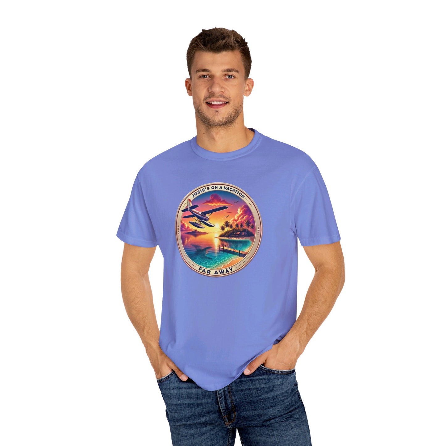 Josies On A Vacation Far Away Graphic Unisex Garment-Dyed T-shirt