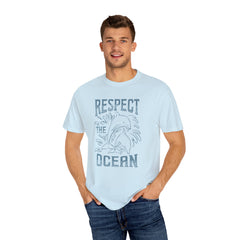 Dolphin, Respect The Ocean -  Graphic Unisex Garment-Dyed T-shirt