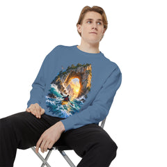 Adventure Kayak Sweatshirt — Comfort Colors Sunset Sea Arch Graphic