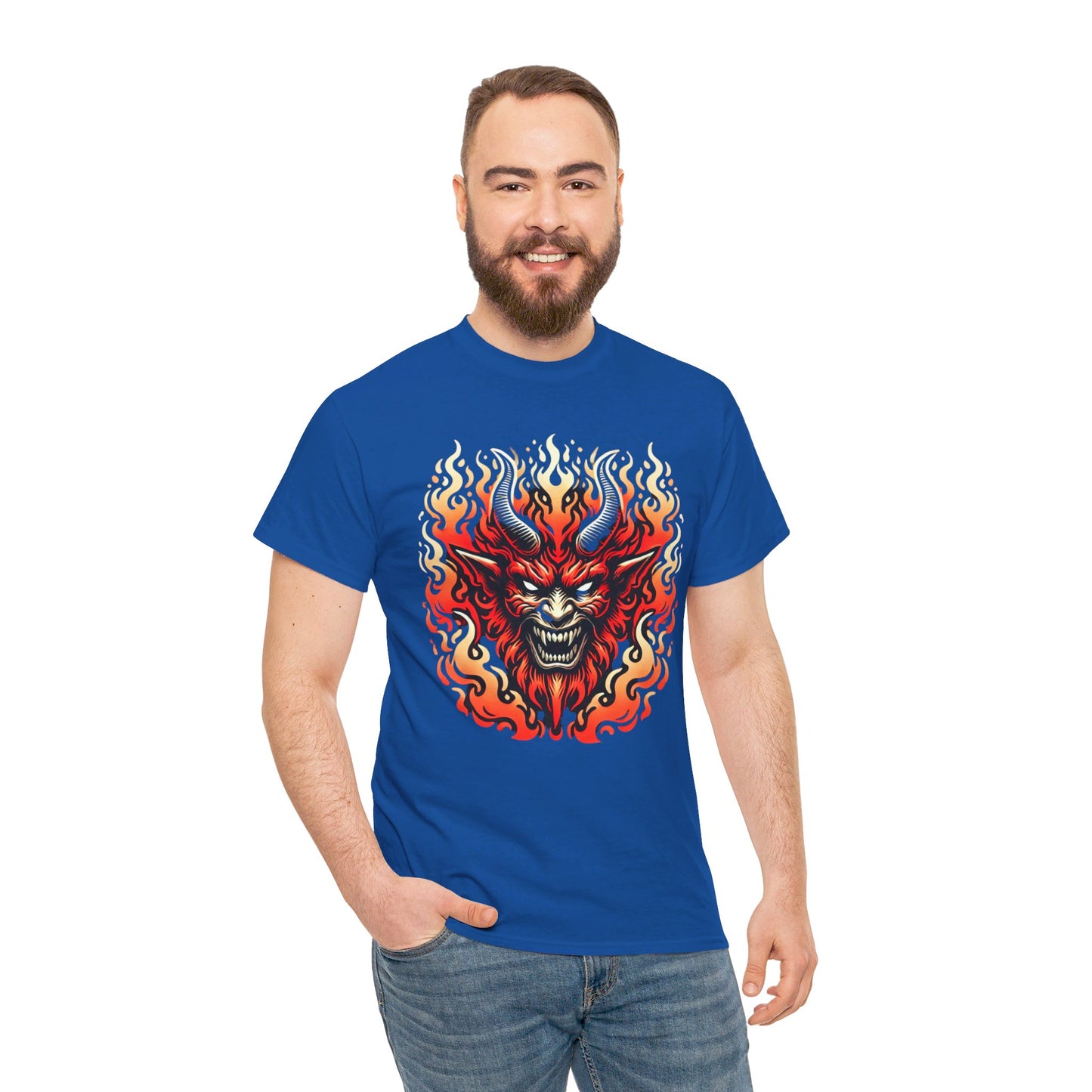 Fiery Fire Demon - Graphic Unisex Heavy Cotton Tee