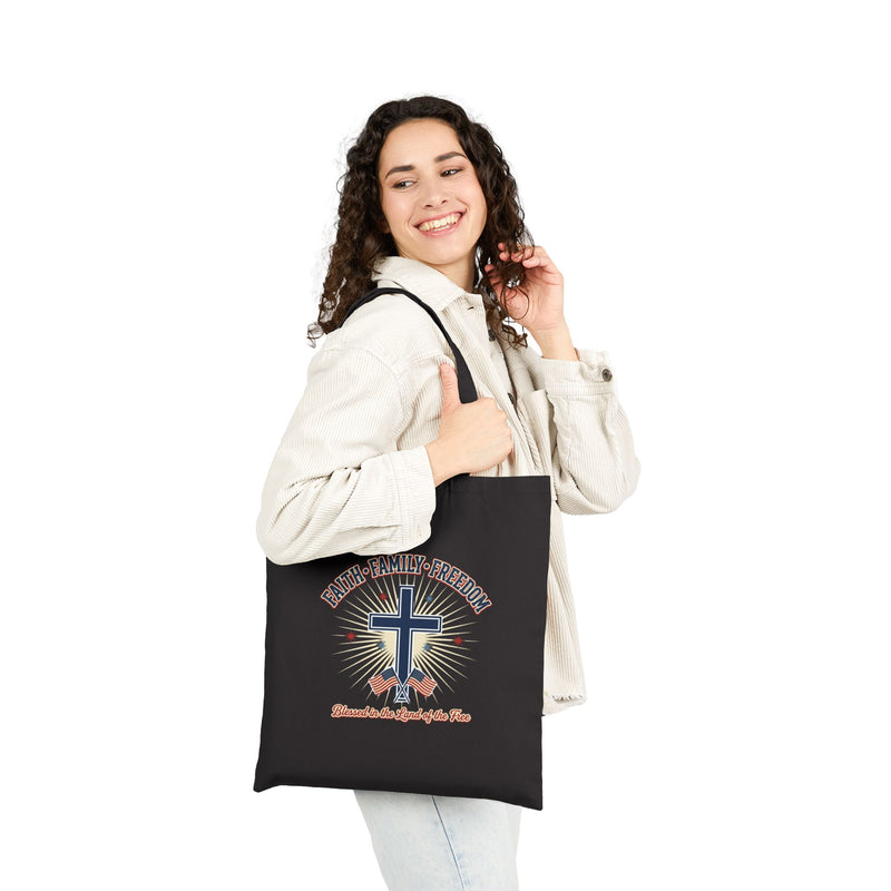 Faith Family Freedom Tote | Patriotic, Faith-based July 4th Vintage Americana