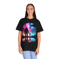 Bigfoot & Alien Nightscape T-Shirt — Sasquatch UFO Graphic Tee
