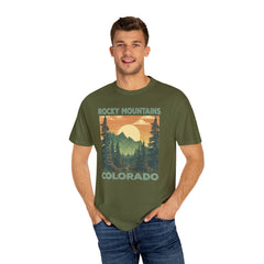Rocky Mountains Colorado Graphic, Comfort Colors Soft Relaxed Fit Unisex Garment-Dyed T-shirt