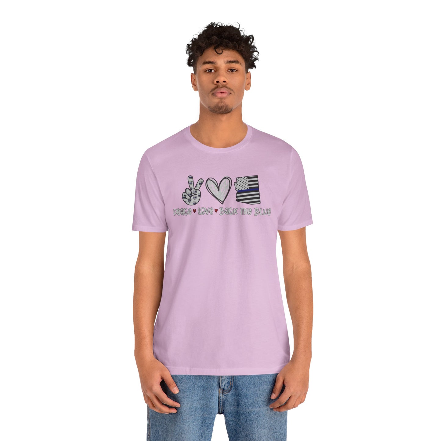 Peace Love Back The Blue in Alaska, Graphic Unisex Short Sleeve Tee