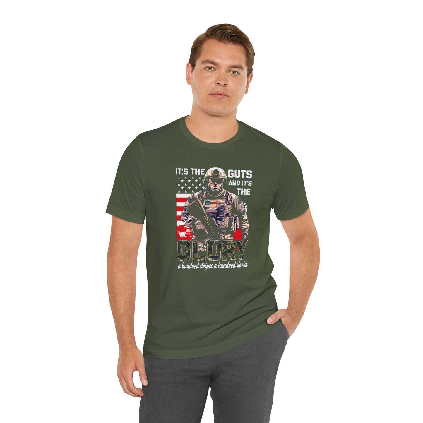 Patrotic American Soldier, Its The Guts And The Glory, Unisex Jersey Short Sleeve Tee