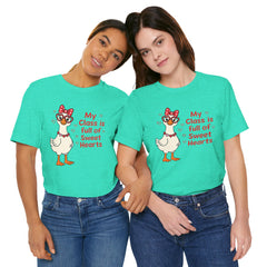 Teacher Valentine T-Shirt — "My Class Is Full of Sweet Hearts" Cute Duck Design