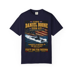 USS Daniel Boone SSBN-629 Submarine T-Shirt — "Forty One for Freedom" Patriotic Navy Tee