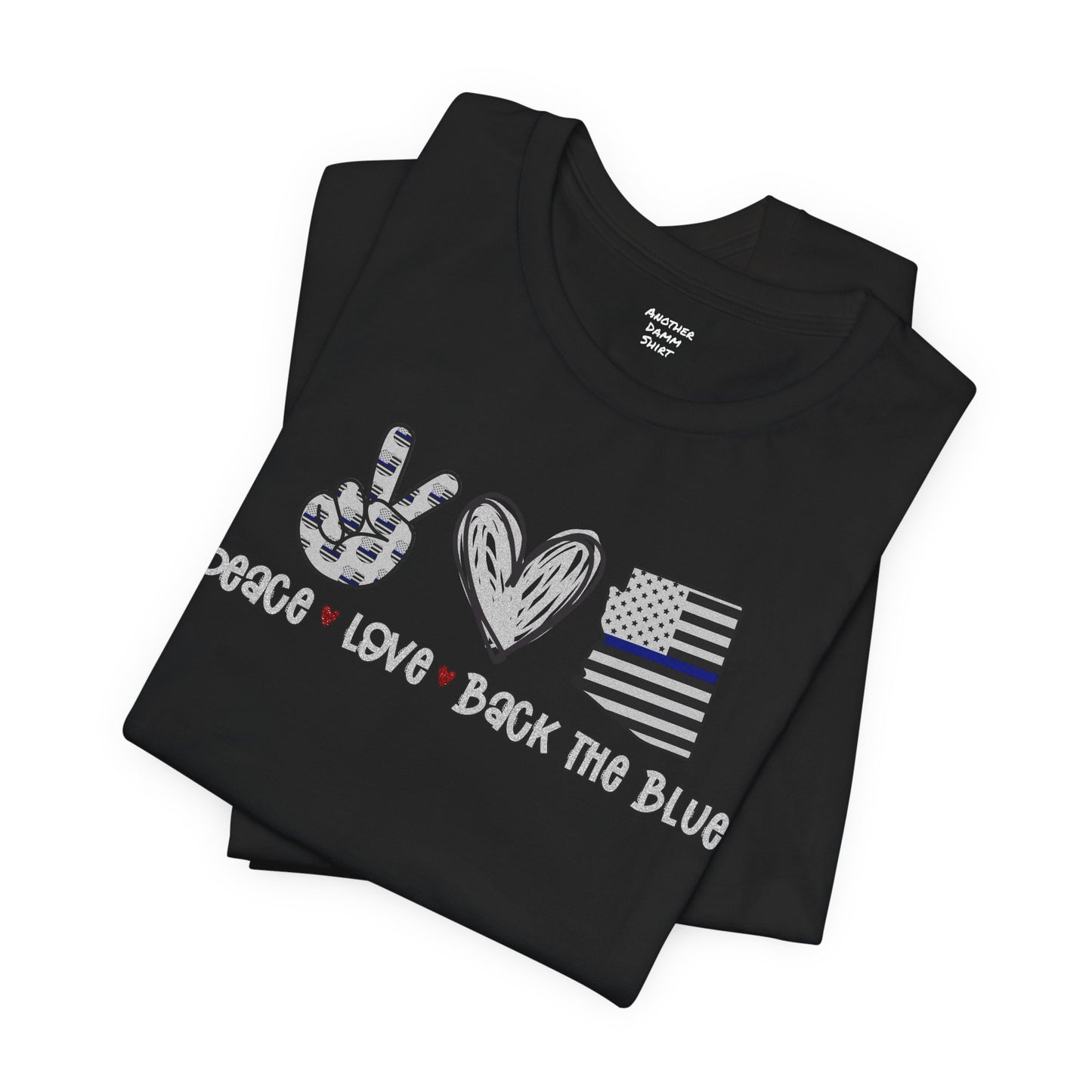 Peace Love Back The Blue in Alaska, Graphic Unisex Short Sleeve Tee