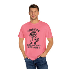 Certified Shenanigans Specialist T-shirt, Funny Tee, Unique Gift for Raccoon Lovers, Casual Wear, Birthday, Party Shirt