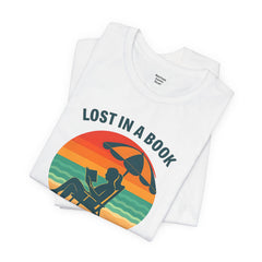 Beach Reading Lover Unisex Tee, Summer Shirt, Lost in a Book T-Shirt, Gift for Bookworms, Vacation Style, Relaxed Fit