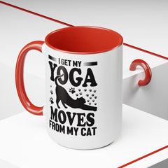 Funny Cat Graphic Mug, I Get My Yoga Moves From My Cat, Feline Mug, Pet Lover, Yoga Lover Mug, Cat Lover Mug, Gift for her, Workout Mug, Gift for Mom