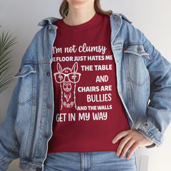 Clumsy Funny Llama Graphic Tee | Unisex Heavy Cotton Tee | Great Gift for Animal Lovers, Birthdays, Casual Wear, Humorous Gifts, Everyday Style