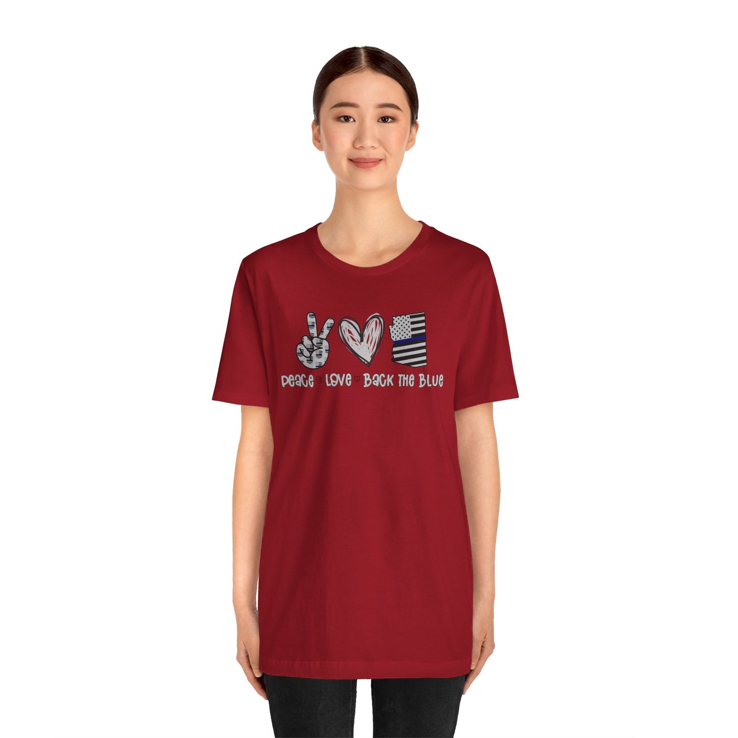 Peace Love Back The Blue in Alaska, Graphic Unisex Short Sleeve Tee