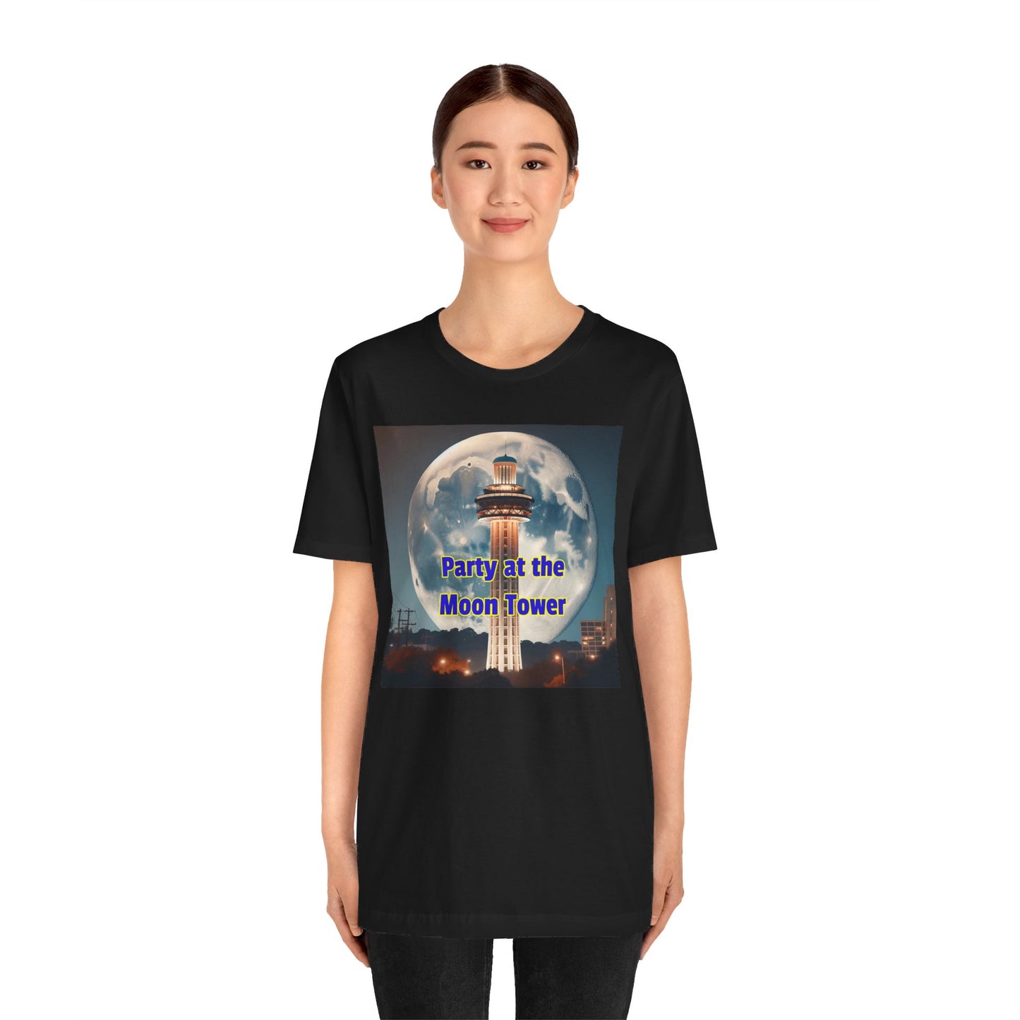 Party At The Moon Tower , Graphic Unisex Jersey Short Sleeve Tee