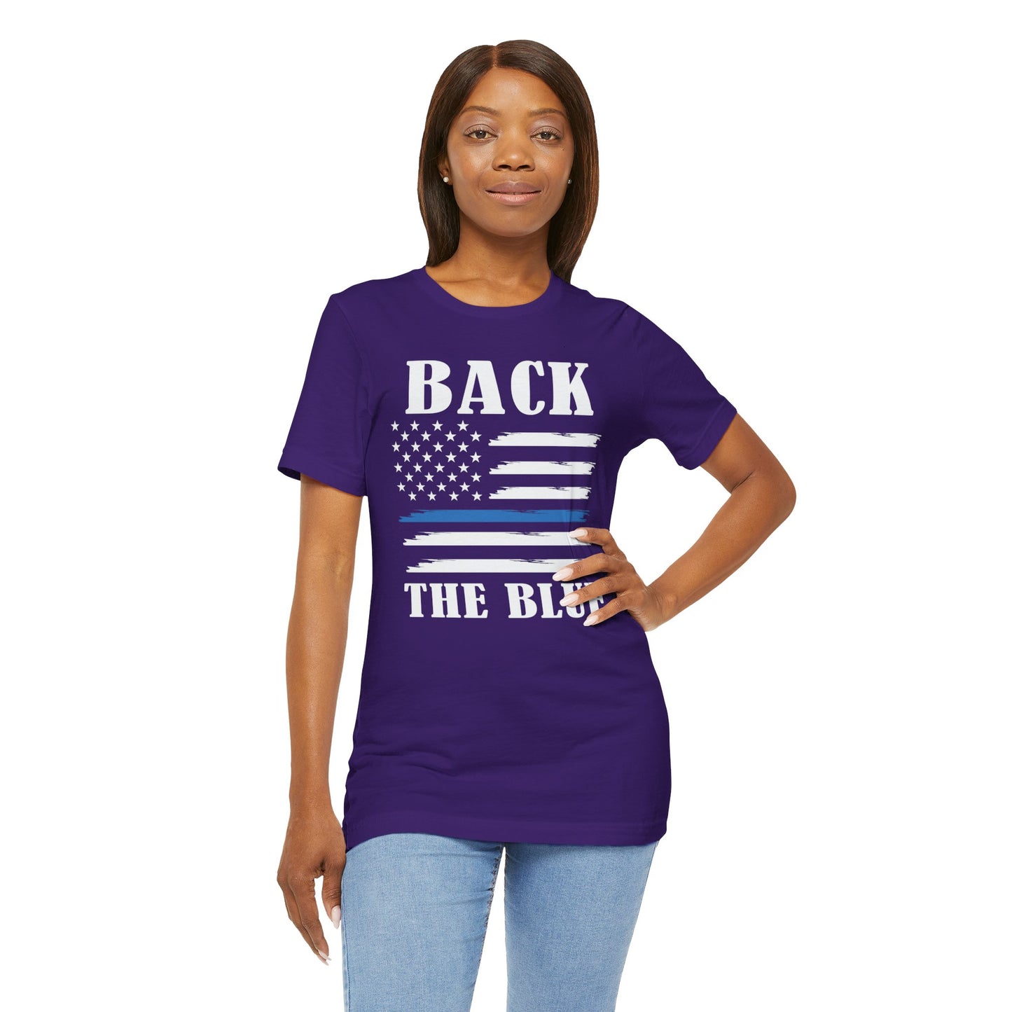 BACK THE BLUE Flag, Graphic Unisex Short Sleeve Tee