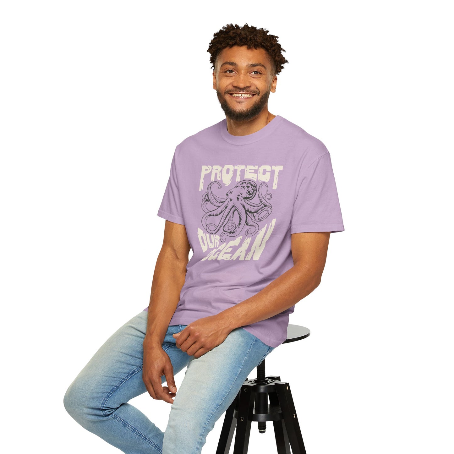 Octopus, Protect Our Ocean -  Graphic Unisex Garment-Dyed T-shirt