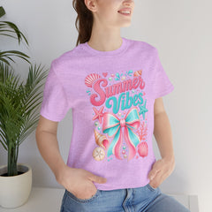 Summer Vibes Tee — Pastel Seashell Bow Beach T-Shirt