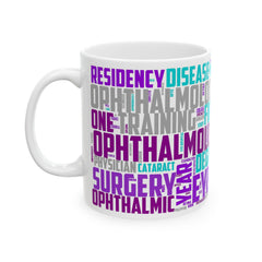 Ophthalmology Word Cloud Ceramic Mug — Eye Doctor Resident Gift (11oz/15oz)