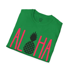 ALOHA with A PineApple Center Unisex Softstyle T-Shirt  Hawaii is so overrated. Grab a T Shirt and a PinaColada instead.