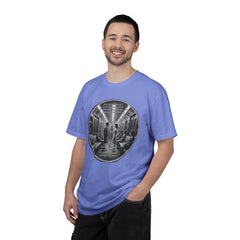 Don;t Stop Believing Subway Reflection T-Shirt — Vintage Black & White Urban Photo Tee
