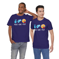PEACE LOVE play BILLARD - Graphic Unisex Jersey Short Sleeve Tee