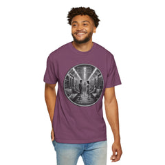 Don;t Stop Believing Subway Reflection T-Shirt — Vintage Black & White Urban Photo Tee