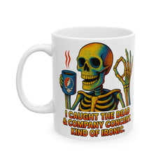Grateful Dead Inspired Ceramic Mug, Coffee Lover Gift, Musician Coffee Cup, Skeleton Art Mug, 11oz & 15oz Sizes