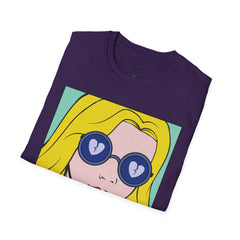 NO WORRIES Glass Wearing Pop Art Blonde Girl Unisex Softstyle T Shirt