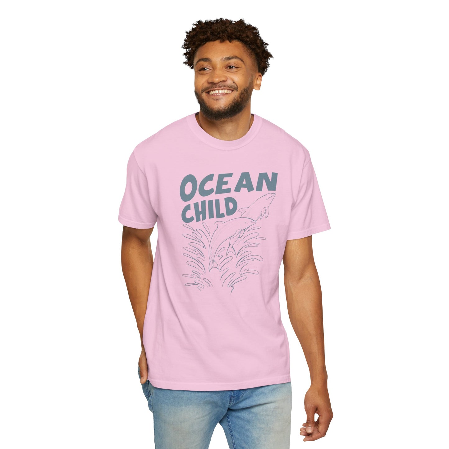 Dolphins, Ocean Child -  Graphic Unisex Garment-Dyed T-shirt