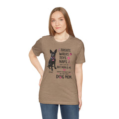 Personalized Your Dog and its name Mother's Day T-Shirt — 'Treats. Walks. Toys. Naps.