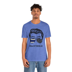 BACK THE BLUE Dad with Glasses, Graphic Unisex Short Sleeve Tee