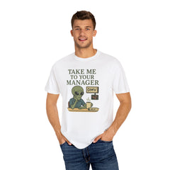 Humorous Alien Manager T-Shirt, Funny Graphic Tee, Unisex Casual Wear, Gift for Work, Quirky T-Shirt, DMV Humor Shirt