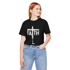Faith Cross Prosthetic Leg T‑Shirt — Amputee Inspirational Christian Tee