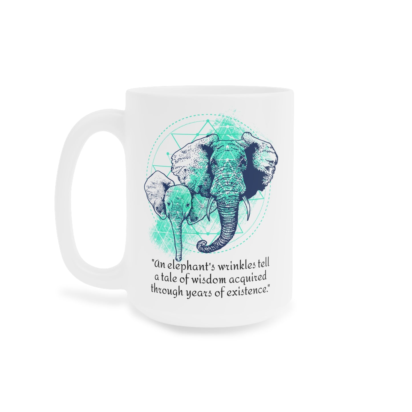 Elephant On Green Graphic Quote Mug